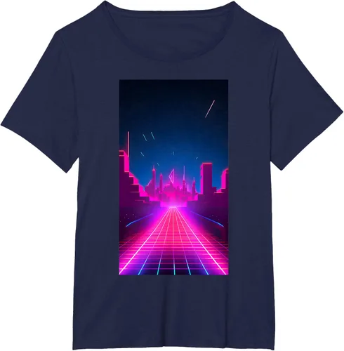 Vista 11 de Camiseta Retrowave Street 80s Vaporwave Synthwave, Negro -, Pequeña