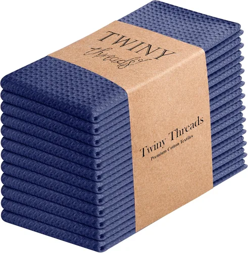 Vista 23 de TWINY threads Juego de toallas de cocina con diseño de diamante, 100% algodón, trapos grandes y trapos de lavado, absorbentes de secado rápido