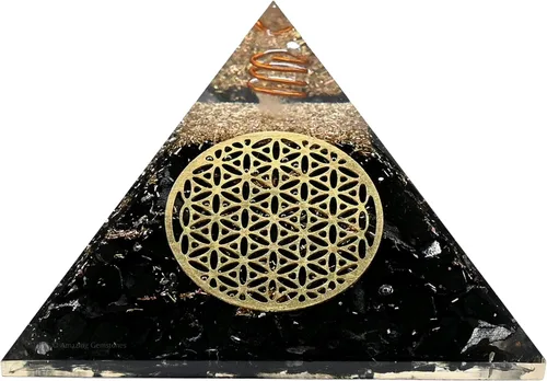Vista 10 de Pirámide de orgón grande Cristal de pirámide de shungita Pirámide de orgonita grande del árbol de la vida Pirámides de órgano Curación
