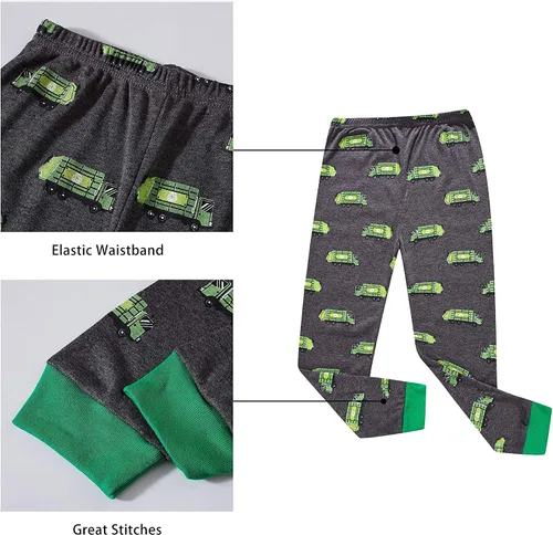 Vista 5 de KikizYe Conjunto de pijamas para niños y niñas pequeños, 100% algodón, ropa de dormir