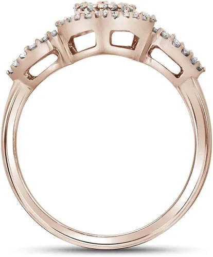 Vista 2 de Anillo de compromiso de plata de ley 925 chapado en oro rosa de 14 quilates con diamantes de chocolate de corte redondo de 050 quilates para mujer