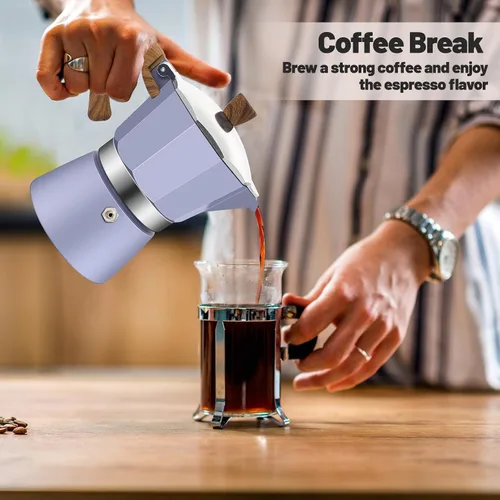 Vista 91 de Cafetera clásica de aluminio para 3 tazas Azul