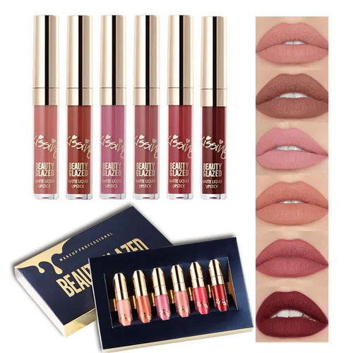 Vista 19 de BestLand Juego de 3 lápices labiales líquidos rojos atrevidos, seductores, brillo de labios mate de larga duración, impermeable, alto pigmento a