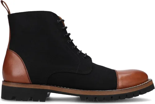 Vista 8 de TAFT Jack Boot - Botas de vestir hechas a mano de cuero y lana para hombre, paisley marrón topo