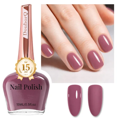 Vista 2 de DouborQ Esmalte de uñas de secado rápido de larga duración, malva Rojo Oscuro Rosa