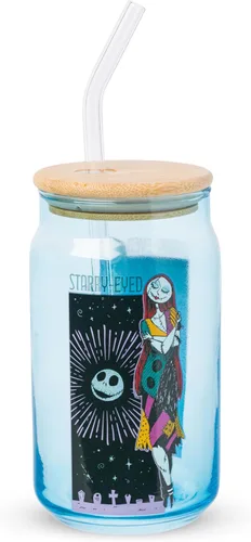 Vista 38 de Silver Buffalo Disney Alice in Wonderland Tarro de vidrio con tapa de bambú y pajita de vidrio, 16 onzas