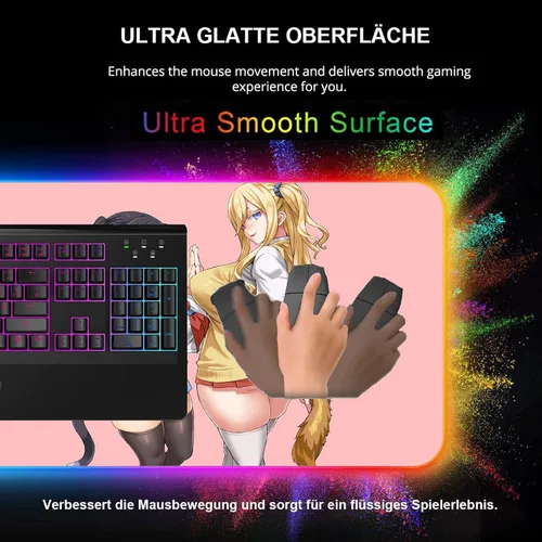 Vista 5 de Mouse Pads Sexy Anime Girl RGB Mouse Pad Deskmat Led Gaming Mousepad Gamer Desk Mat Game Mats Mause Office Pads XXL Keyboard Pad 39.37 inch x19.68