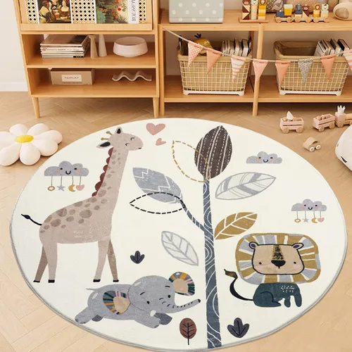 Vista 9 de USTIDE Alfombra mullida de pasillo para niños de 4.9 pies, bonita alfombra de área de animales, lavable, alfombra de juego suave para habitación