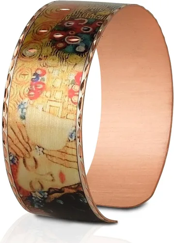 Vista 11 de Moreni Pulsera de cobre para mujer con caja de regalo de madera, regalo de joyería hecha a mano elegante y atemporal inspirado en el arte