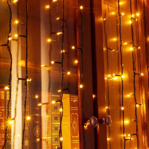 Vista 8 de PEIDUO Luces de Halloween, 200 luces LED naranjas de 82 pies, con sensor de movimiento, decoraciones de Halloween, luces de hadas parpadeantes