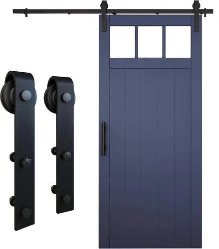 Vista 3 de National Hardware N700-003 Kit clásico para puerta de granero interior, negro mate, 72 pulgadas