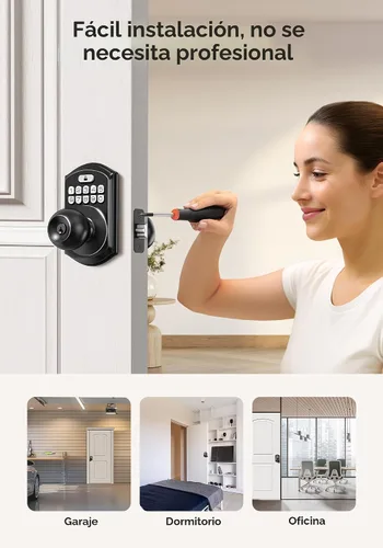 Vista 9 de TEEHO TE003 Cerradura de Puerta con Teclado de Entrada sin Llave con Manija, Cerraduras Inteligentes Digitales Electrónicas para Puerta Principal