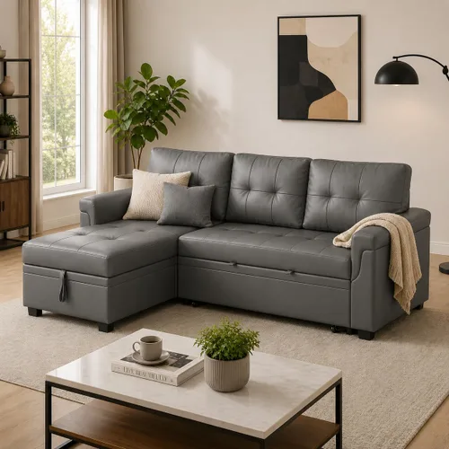 Vista 13 de Naomi Home Transforma Cualquier Espacio: Sofá Seccional Reclinable con Sofá Cama Convertible y Chaise Acogedora. Encuentra Comodidad Tranquila