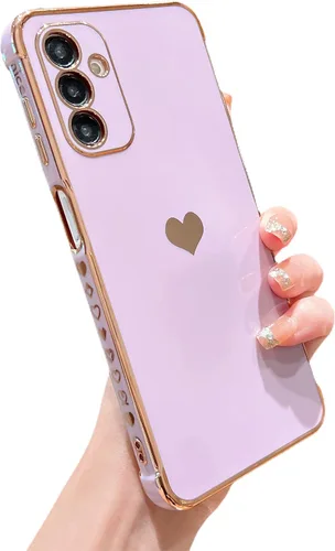 Vista 79 de phylla Funda de teléfono compatible con Samsung Galaxy A12 de 6.5 pulgadas, lindo corazón chapado en oro, elegante funda de lujo para mujer