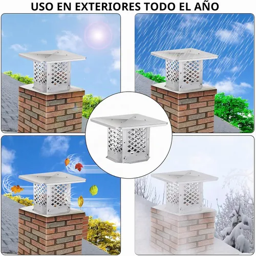 Vista 6 de Tapa de chimenea, cubierta de chimenea de 13" x 13", método de instalación inferior ajustable para adaptarse a las dimensiones exteriores