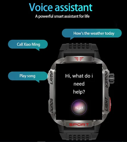 Vista 4 de Reloj inteligente para hombre, rastreador de fitness con brújula linterna y iPhone Android Support Make & Answer Calls, 2.01"Heart Rate Blood