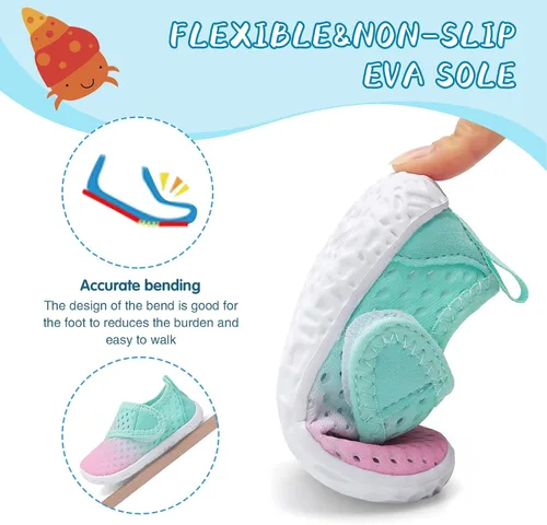 Vista 5 de shopUAL Zapatos de agua para niños y niñas, calcetines acuáticos para la playa, zapatos de agua descalzos para caminar, zapatos de agua de secado