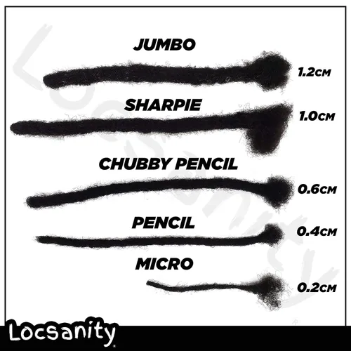 Vista 5 de Locsanity Extensiones de rastas de cabello 100% humano, hechas a mano, tamaño mediano, 1/4 de pulgada de ancho, tamaño lápiz, varias longitudes