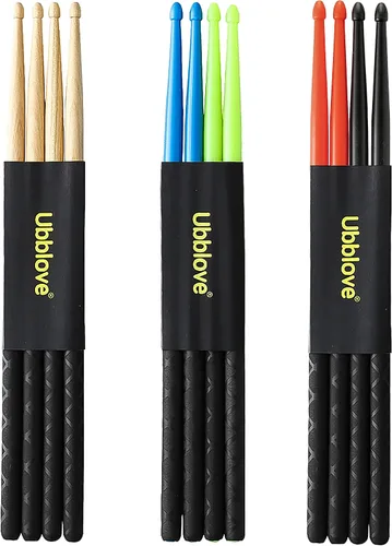 Vista 7 de Ubblove Baquetas 5A 2 pares con mangos antideslizantes para tambor, ligeras y duraderas de madera, 2 pares de baquetas para niños y adultos