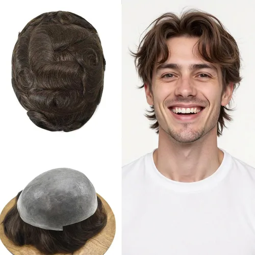 Vista 41 de Tupé para hombre 100% europeo cabello humano tupé para hombres piel ultra fina para hombre piezas de pelo sistema de reemplazo V-Looped Natural