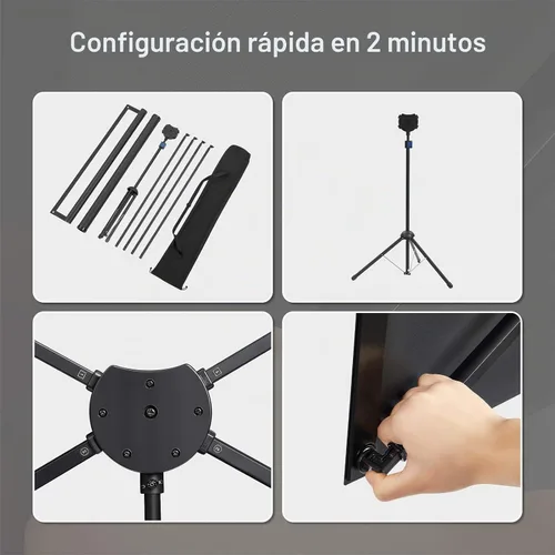 Vista 5 de Pantalla de proyector con soporte, pantalla de proyector portátil y soporte, 60 pulgadas 16:9, pantalla de proyección al aire libre, marco