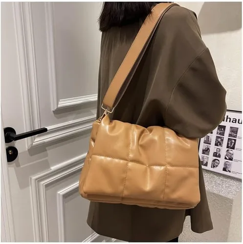 Vista 2 de Bolsos cruzados acolchados de moda para mujer, correa de cadena ajustable, con relleno de casete, bolsa de hombro hinchada