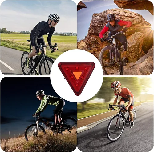 Vista 9 de Kisangel Luz trasera de bicicleta recargable por USB, lámpara de señal de advertencia, luz trasera compacta para bicicleta con correa y cable USB