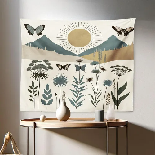 Vista 111 de Ambesonne Tapiz hippie, abrazo de hongos de ensueño y árbol de la vida místico y mandal verde, decoración de tela para colgar en la pared