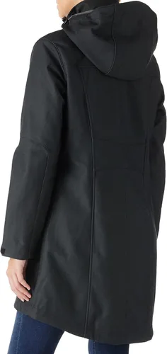 Vista 2 de Outdoor Ventures Chaqueta larga Softshell para mujer con capucha extraíble aislada, abrigo de invierno impermeable con forro polar cálido