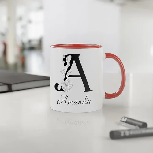 Vista 4 de Tazas de café con inicial, taza de café inicial, regalos con monograma inicial para mujer, tazas personalizadas con nombres, tazas de monograma