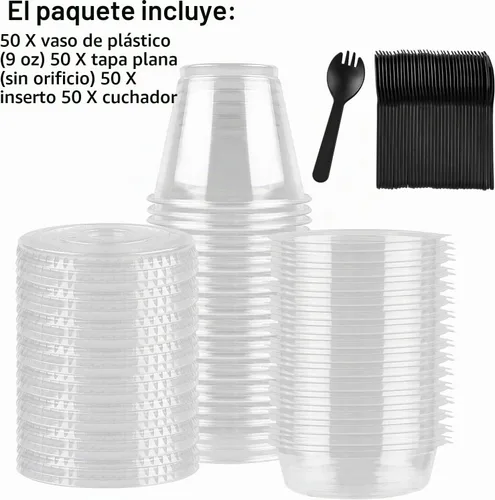 Vista 3 de TOFLEN Vasos de plástico transparente para yogur de 9 onzas con insertos