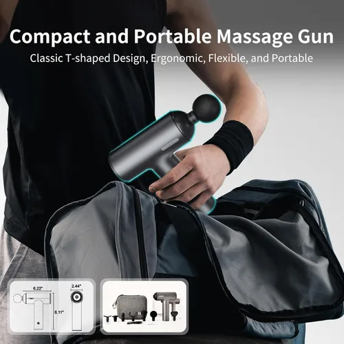 Vista 6 de arboleaf Pistola de masaje muscular de tejido profundo, 6 velocidades, potente pistola de masaje de percusión manual con estuche de viaje portátil