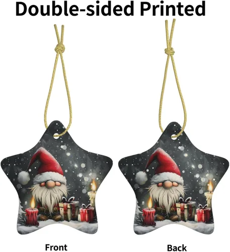 Vista 2 de Adornos colgantes de cerámica para árbol de Navidad, decoración colgante en forma de estrella para suministros de fiesta en interiores y exteriores