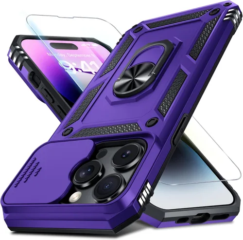 Vista 88 de Janmitta Funda para iPhone 8 Plus/7 Plus/6 Plus, Cubierta de Teléfono con Cubierta Deslizante Integrada para Lente de Cámara + Protector