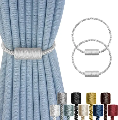 Vista 8 de Paquete de 2 alzapaños magnéticos fuertes para cortinas para exteriores, alzapaños decorativos modernos, hechos a mano, sujetadores decorativos