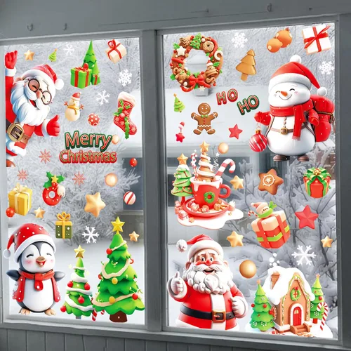 Vista 8 de Adhesivos navideños y calcomanías de Navidad para decoración de ventanas
