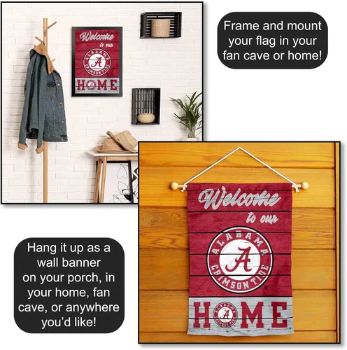 Vista 5 de College Flags & Banners Co. Alabama Crimson Tide Welcome To Our Home - Bandera de doble cara para jardín