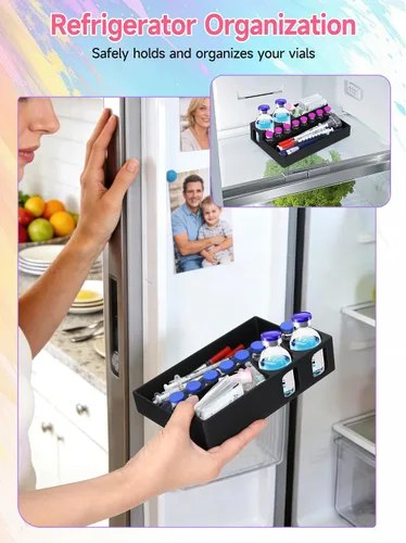 Vista 5 de YOUSHARES Estuche para viales de péptido, organizador de viales de insulina de 0.1 fl oz y 1.0 fl oz, suministros para diabetes, soporte para nevera