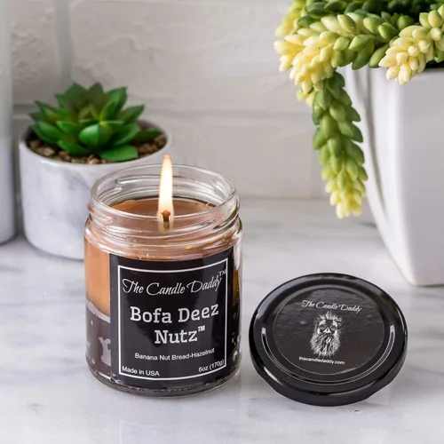 Vista 3 de Bofa Deez Nutz - Divertido - Pan de nuez de plátano y avellana vainilla - Vela perfumada - Doble vertido - 6 onzas - 40 horas de tiempo de combustión