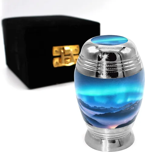 Vista 33 de Commemorative Cremation Urns Urnas de cremación personalizadas decorativas hechas a mano para mujeres (aurora boreal extragrandes)