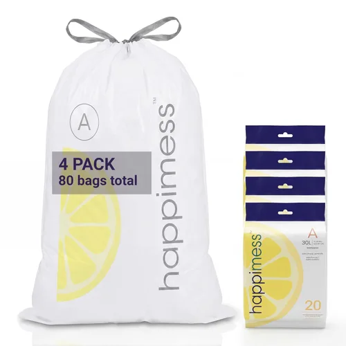 Vista 24 de happimess Bolsas de basura con cordón de 8 galones (30 litros), sin perfume, transparentes, resistentes para cocina y hogar, ajuste personalizado