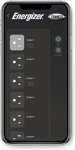Vista 7 de Energizer Smart Wi-Fi 4 tomacorrientes 2 USB, 1200 julios, alimenta 4 artículos separados, dispositivos compatibles con carga, compatible