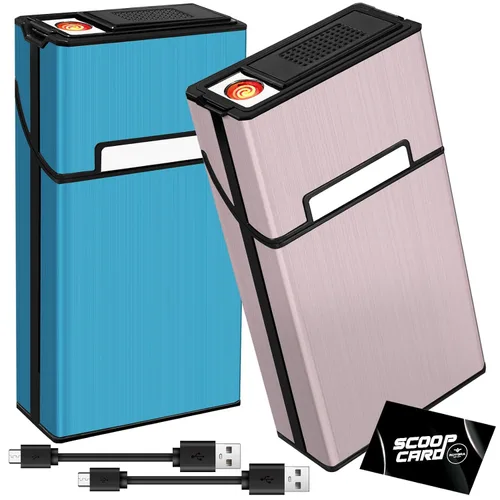 Vista 10 de roygra Funda para cigarrillos con encendedor (paquete de 2), interruptor magnético tamaño King de 85mm, soporte de 20 unidades para hombres