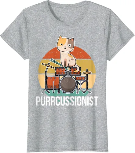 Vista 36 de Funny Percussion Drummer Drumming Drums Saying I Kitten Cat Camiseta, Negro, S