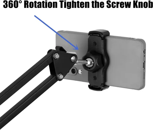 Vista 3 de soporte articulado brazo soporte mesa flexible rotación 360 ° teléfono celular clip titular para todos los teléfonos inteligentes micrófono