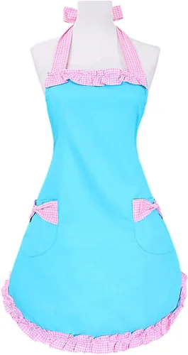Vista 11 de Violet Mist Lindos delantales negros para mujeres con bolsillos, delantales vintage retro elegantes para niñas con lazo, vestido sexy de los años