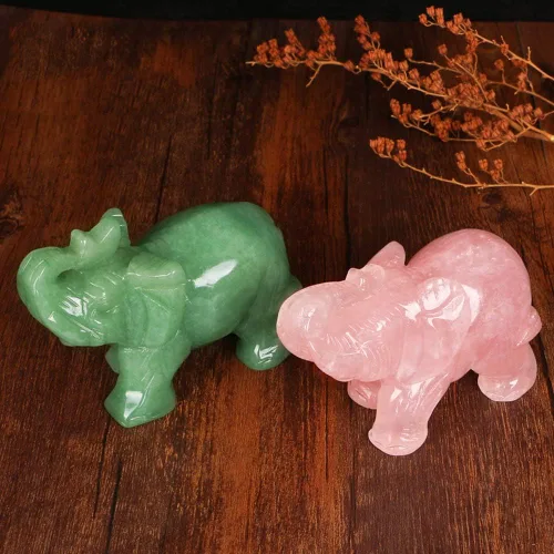 Vista 3 de Kingzhuo Figuras pequeñas de elefante de cristal, hermosas manualidades, estatuas de elefante talladas de jade natural, regalos para personas