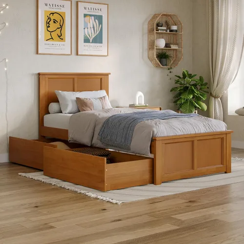 Vista 14 de AFI, Madison - Cama de plataforma de almacenamiento matrimonial con estribo a juego, color espresso