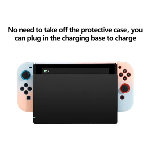 Vista 3 de MYCHEER Funda compatible con Nintendo Switch, material de PC Macaron sólido esmerilado cubierta protectora accesorio creativo, anti-caída separable