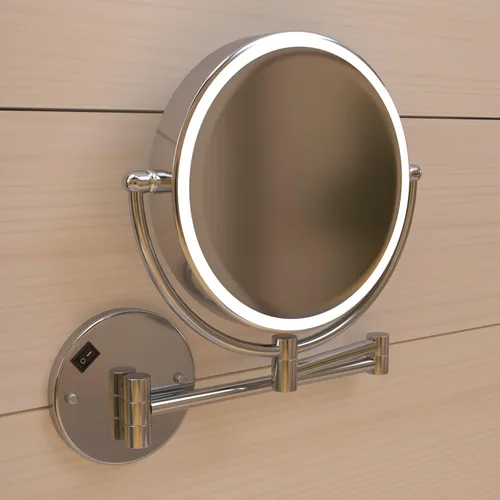 Vista 7 de Whitehaus Espejo de aumento LED para montaje en pared, espejo de doble cara de 8 pulgadas con zoom 7X, brazo extensible, luz activada por tacto